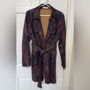Solitaire Dark Paisley Trench Coat - XL. GUC